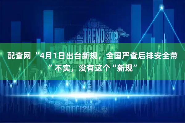 配查网 “4月1日出台新规，全国严查后排安全带”不实，没有这个“新规”